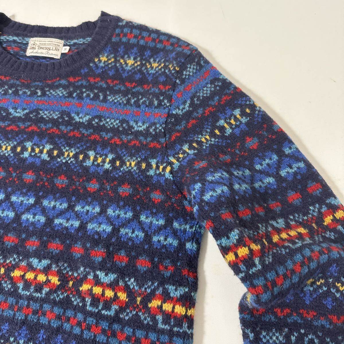 美品 スコットランド 製 インバーアラン フェアアイル ウール ニット セーター 38 INVERALLAN knit sweater wool イギリス 英国_画像6