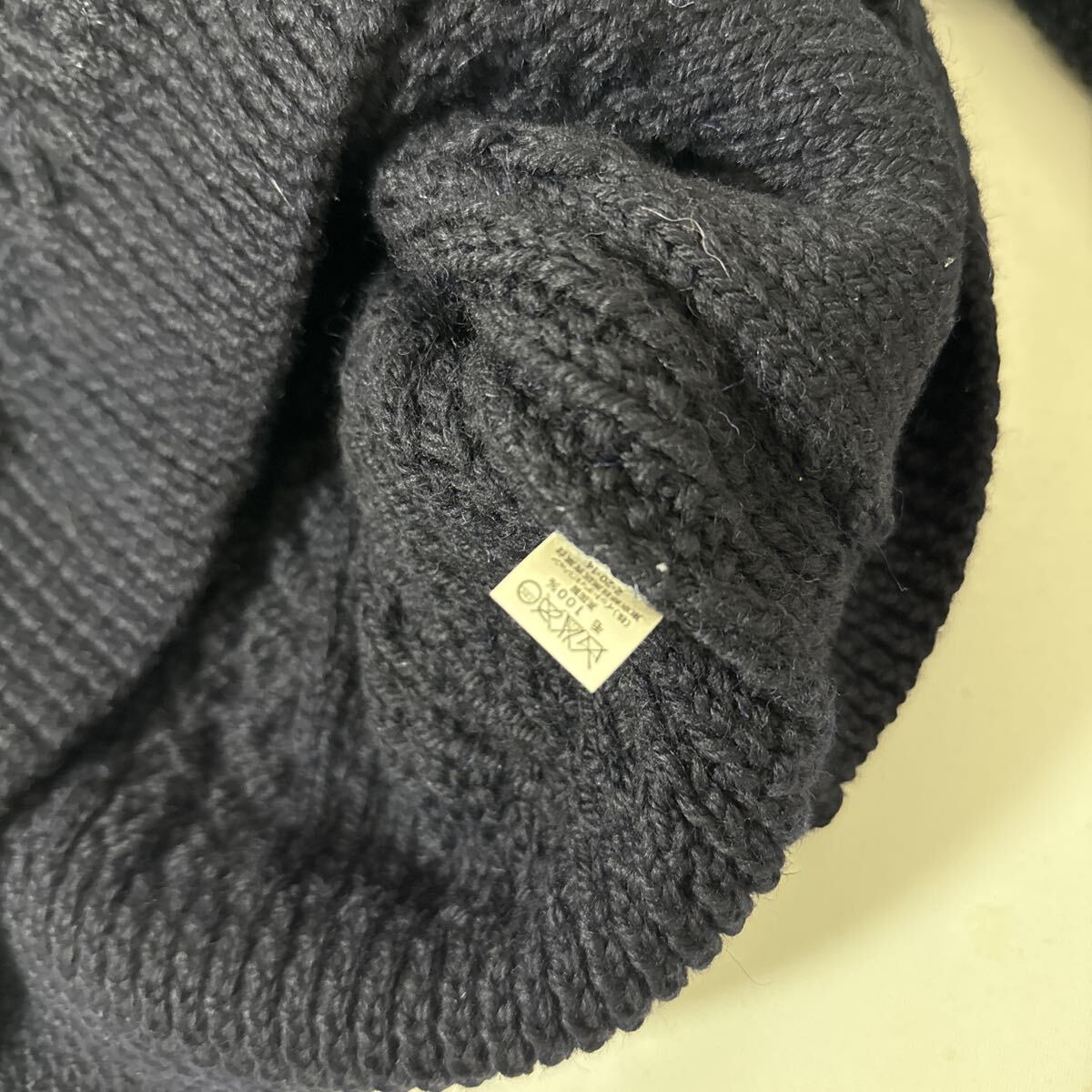 美品 スコットランド 製 INVERALLAN 3A ニット カーディガン ウール インバーアラン ネイビー ケーブル フィッシャーマン 紺 英国 茶_画像10