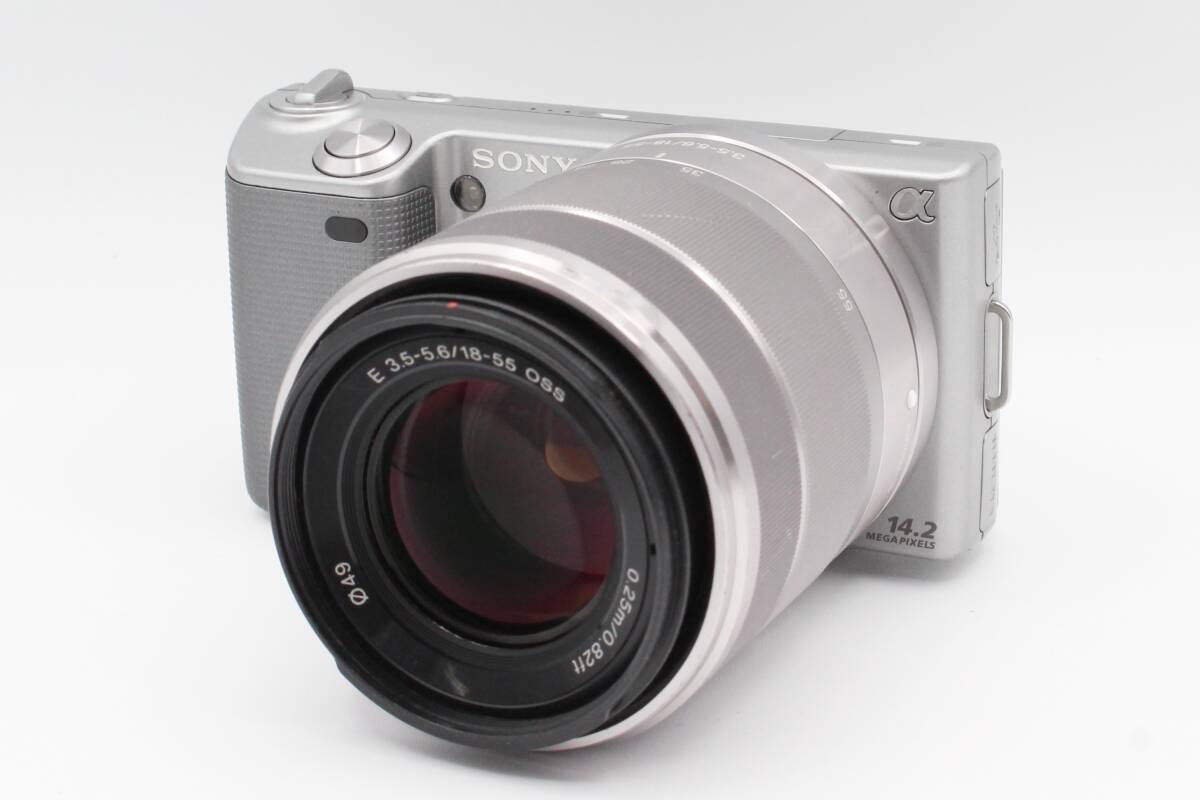 ☆★ソニー SONY NEX-5 ミラーレス一眼 シルバー E 18-55mm F3.5-5.6 OSS バッテリー ストラップ★　♯383_画像1