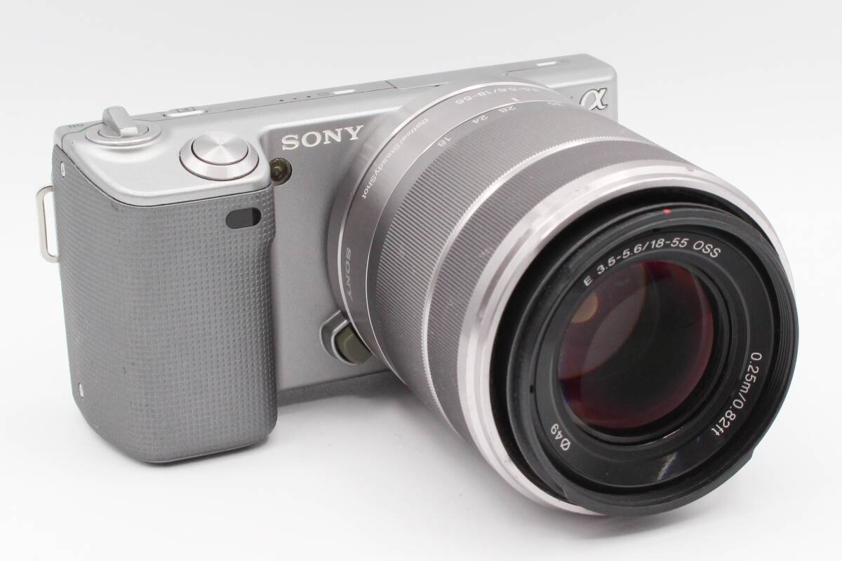 ☆★ソニー SONY NEX-5 ミラーレス一眼 シルバー E 18-55mm F3.5-5.6 OSS バッテリー ストラップ★　♯383_画像3
