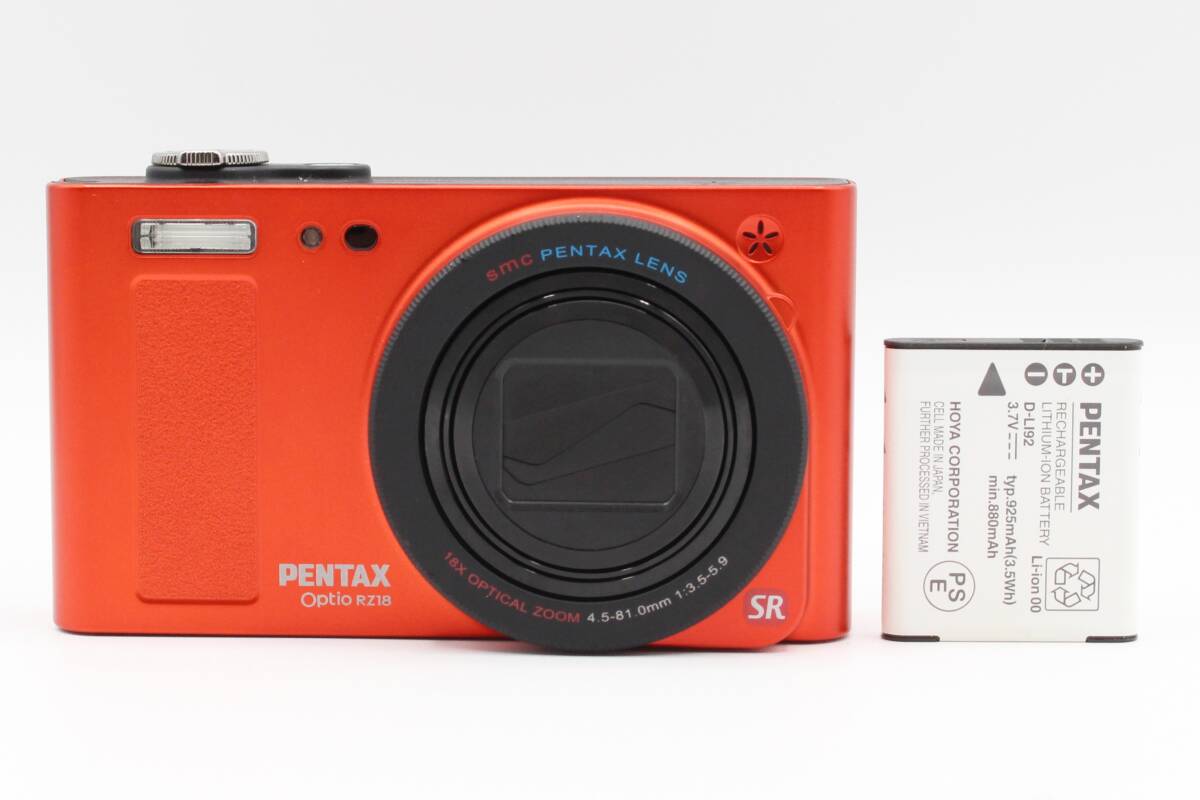 ☆★良品★ペンタックス PENTAX オプティオ Optio RZ18 コンパクトデジタルカメラ 動作品 バッテリー付属 オレンジ★　♯387_画像2