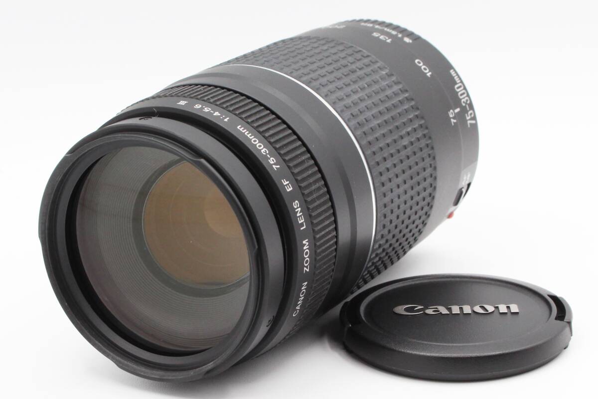 ☆★極上美品★Canon キヤノン EF 75-300mm F4-5.6 iii 望遠ズームレンズ レンズ前キャップ 動作確認済★　♯395_画像1