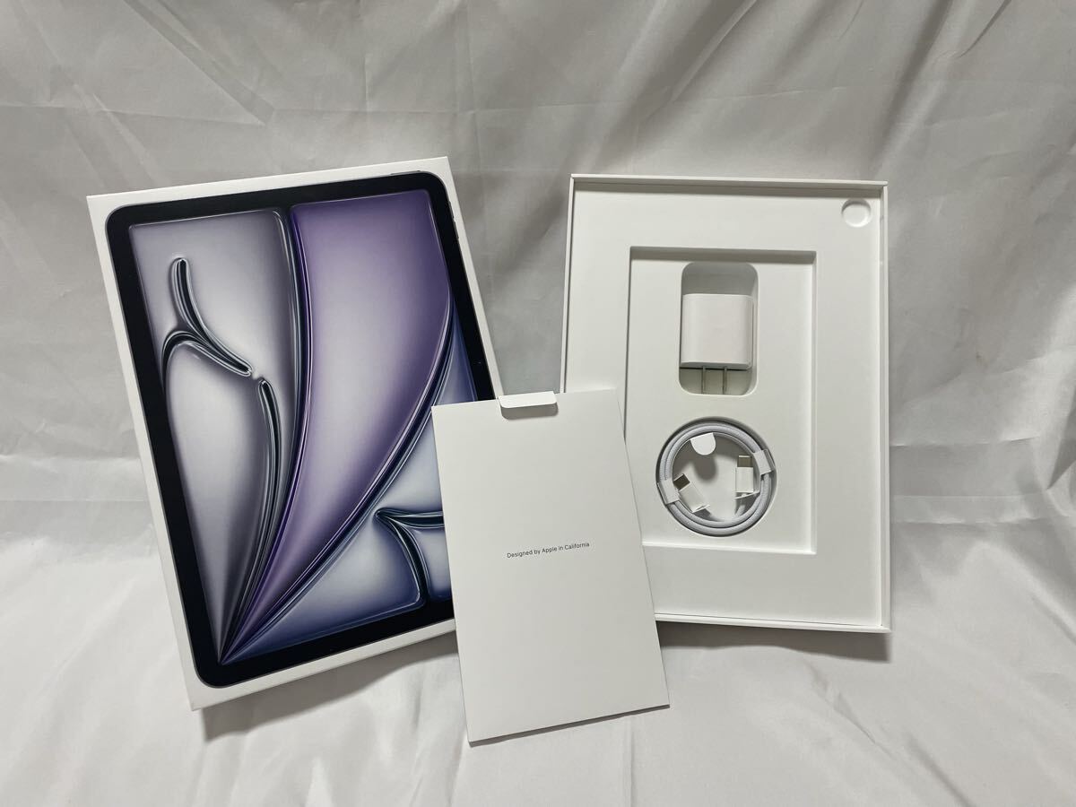 11 дюймовый iPad Air(M2)WiFi 128GB Space серый аккумулятор 100% модель покрытие кейс защита тонировка стёкол пленкой имеется 