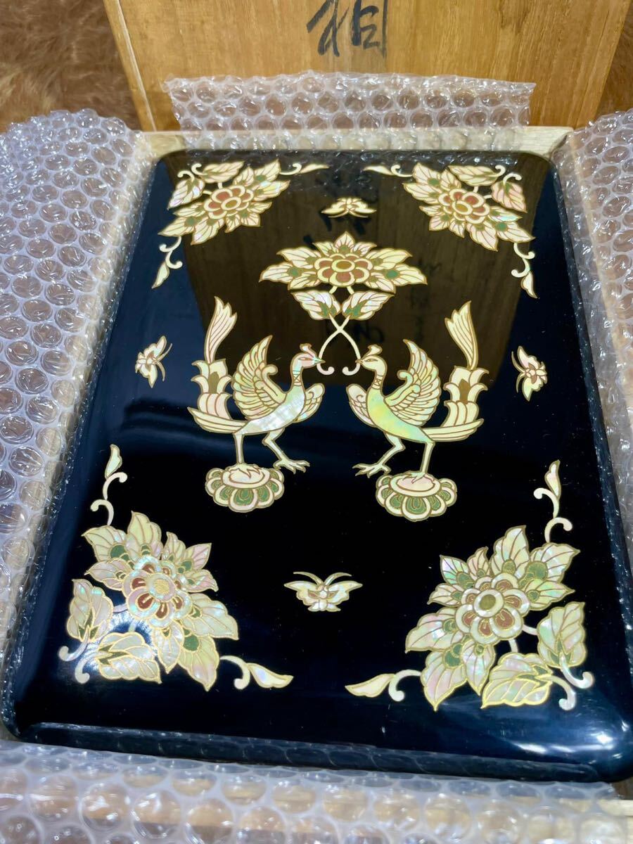 アンティーク天平柄鳳凰文様・螺鈿細工硯箱・硯・書道☆ヴィンテージ硯箱_画像2