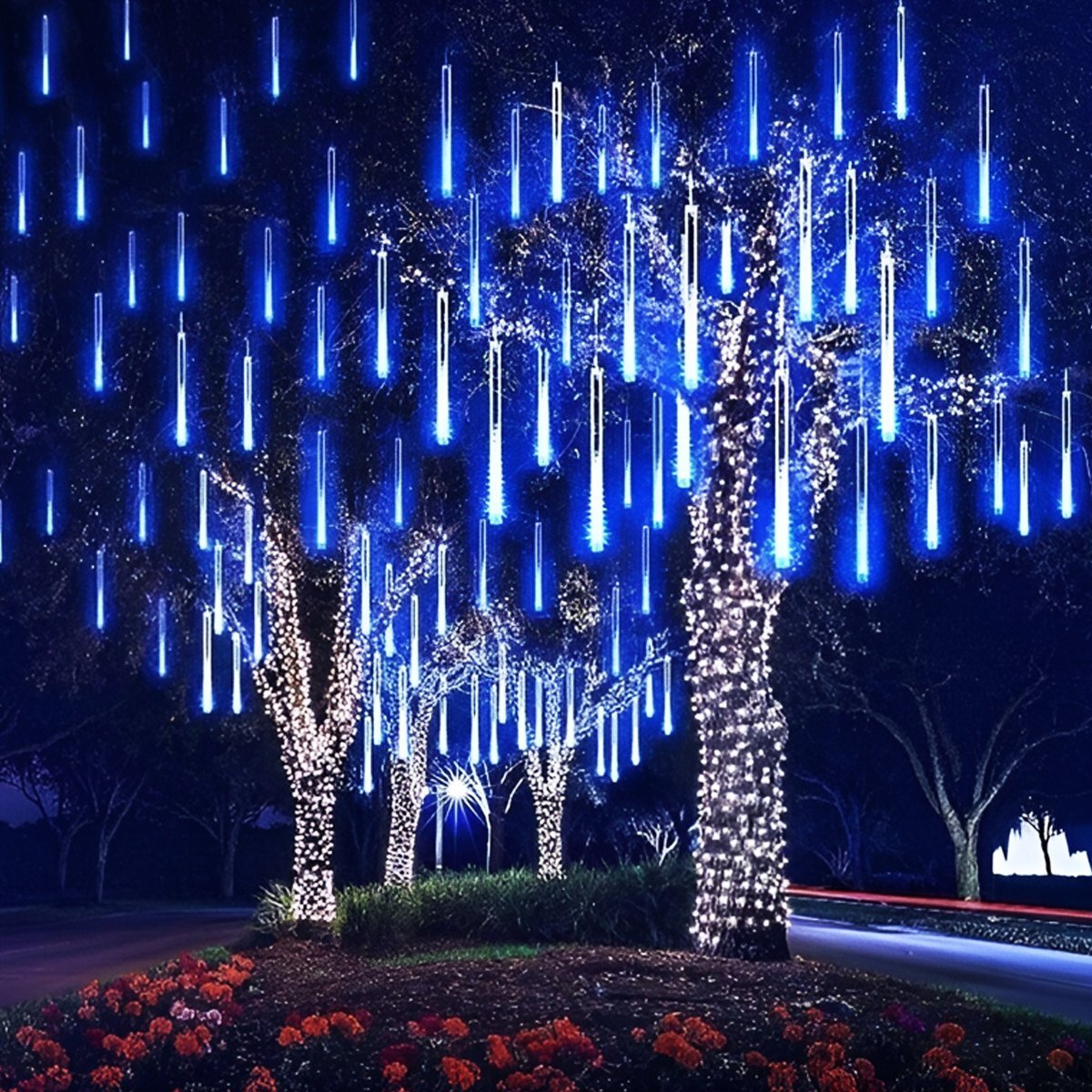 [KR-11-2] текущий .LED illumination snow four ru...50cm 16 шт. комплект USB голубой . дом час водонепроницаемый веранда закрытый наружный зима 