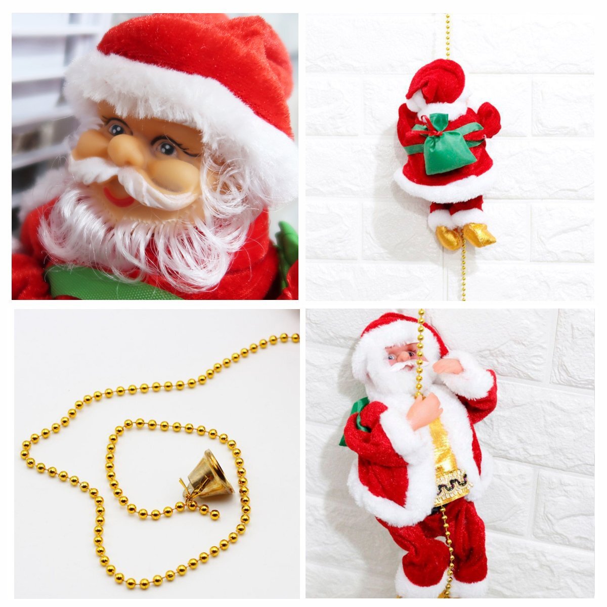 1円 サンタクロース チェーン 人形 オブジェ おもちゃ 動く プレゼント 動くサンタ イルミネーション モチーフライト LED 電飾 店舗 KR-165_画像4