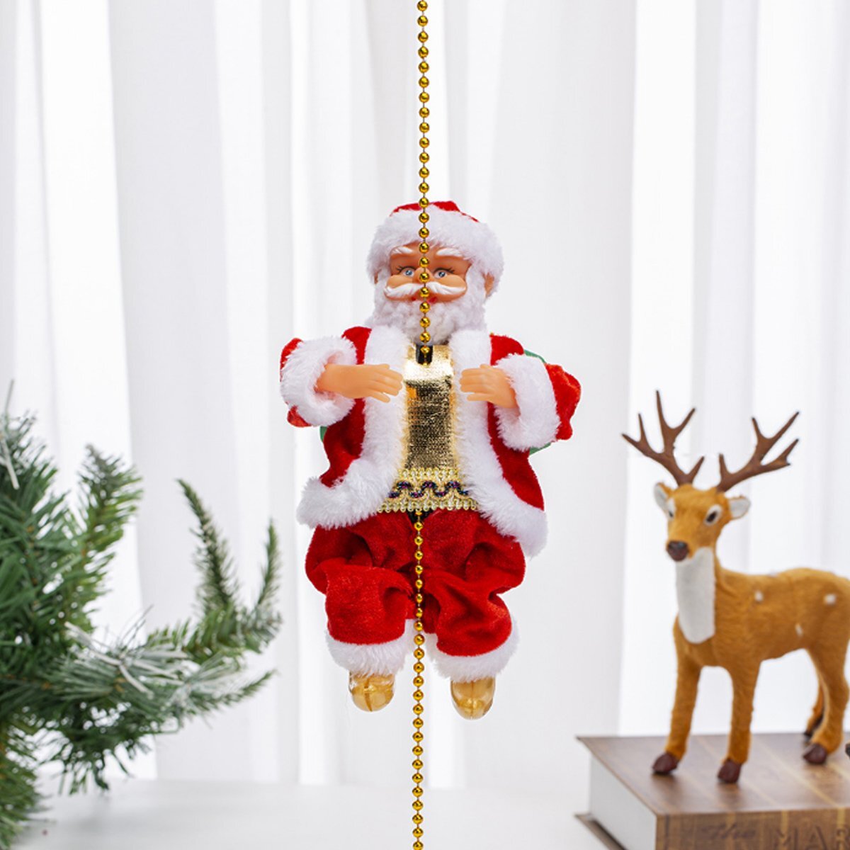 1円 サンタクロース チェーン 人形 オブジェ おもちゃ 動く プレゼント 動くサンタ イルミネーション モチーフライト LED 電飾 店舗 KR-165_画像9