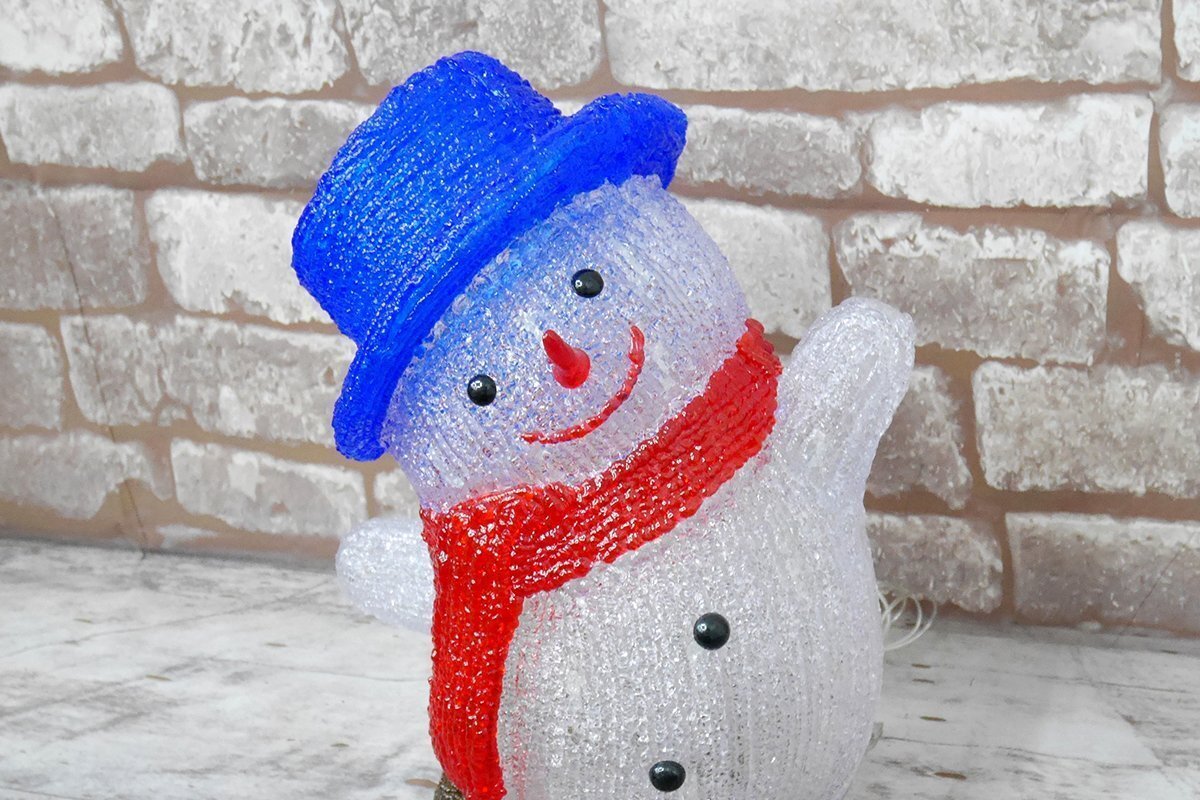 可愛い雪だるま スノーマン モチーフライト40cm クリスマス LEDイルミネーション クリスタル ガーデニング 屋外屋内 防水 電飾 電装 TAC-30_画像6