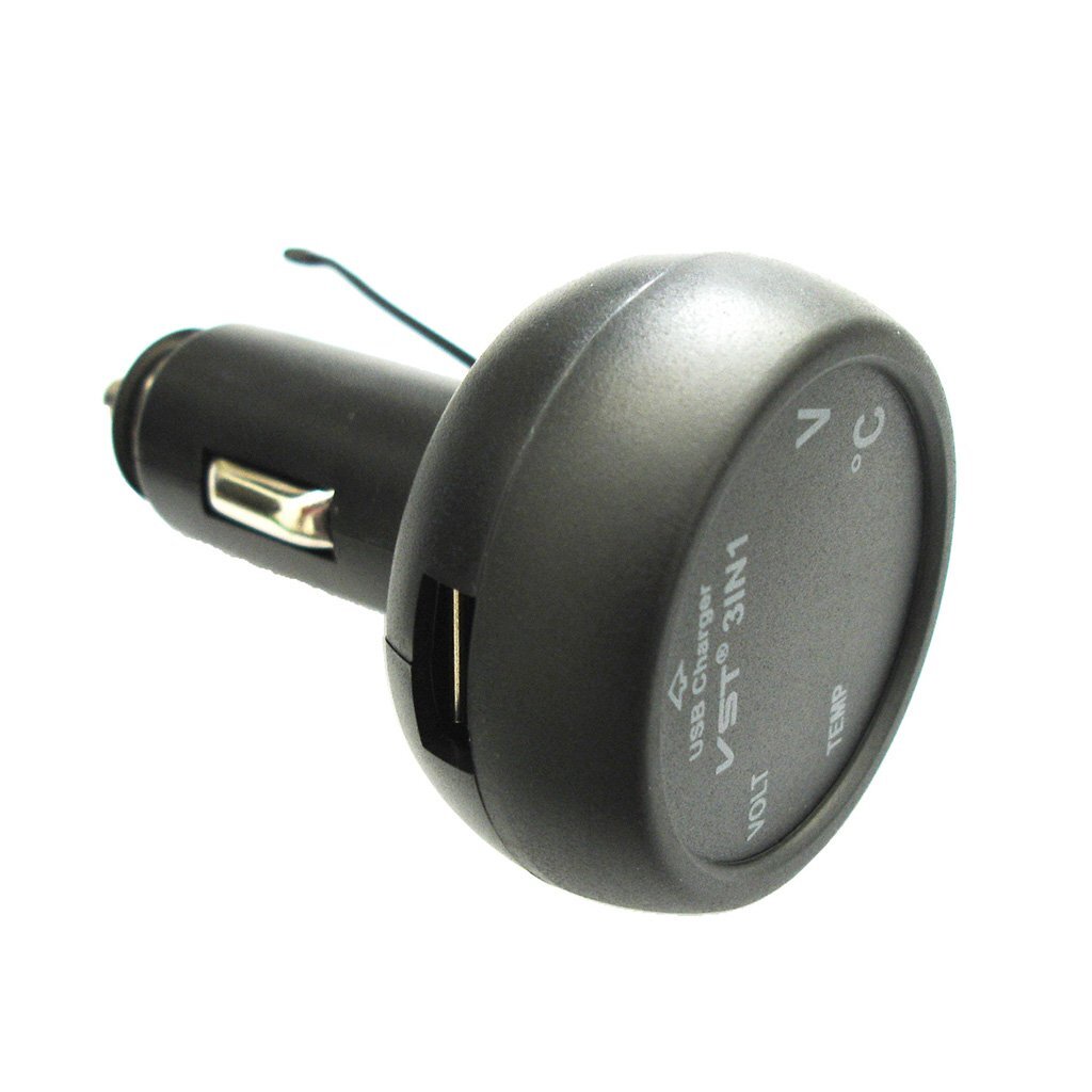 車 12V 24V グリーン LED デジタル電圧計 温度計 USB充電器_画像5