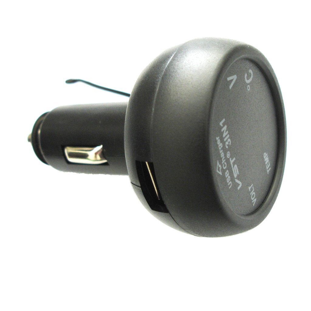 車 12V 24V グリーン LED デジタル電圧計 温度計 USB充電器_画像6