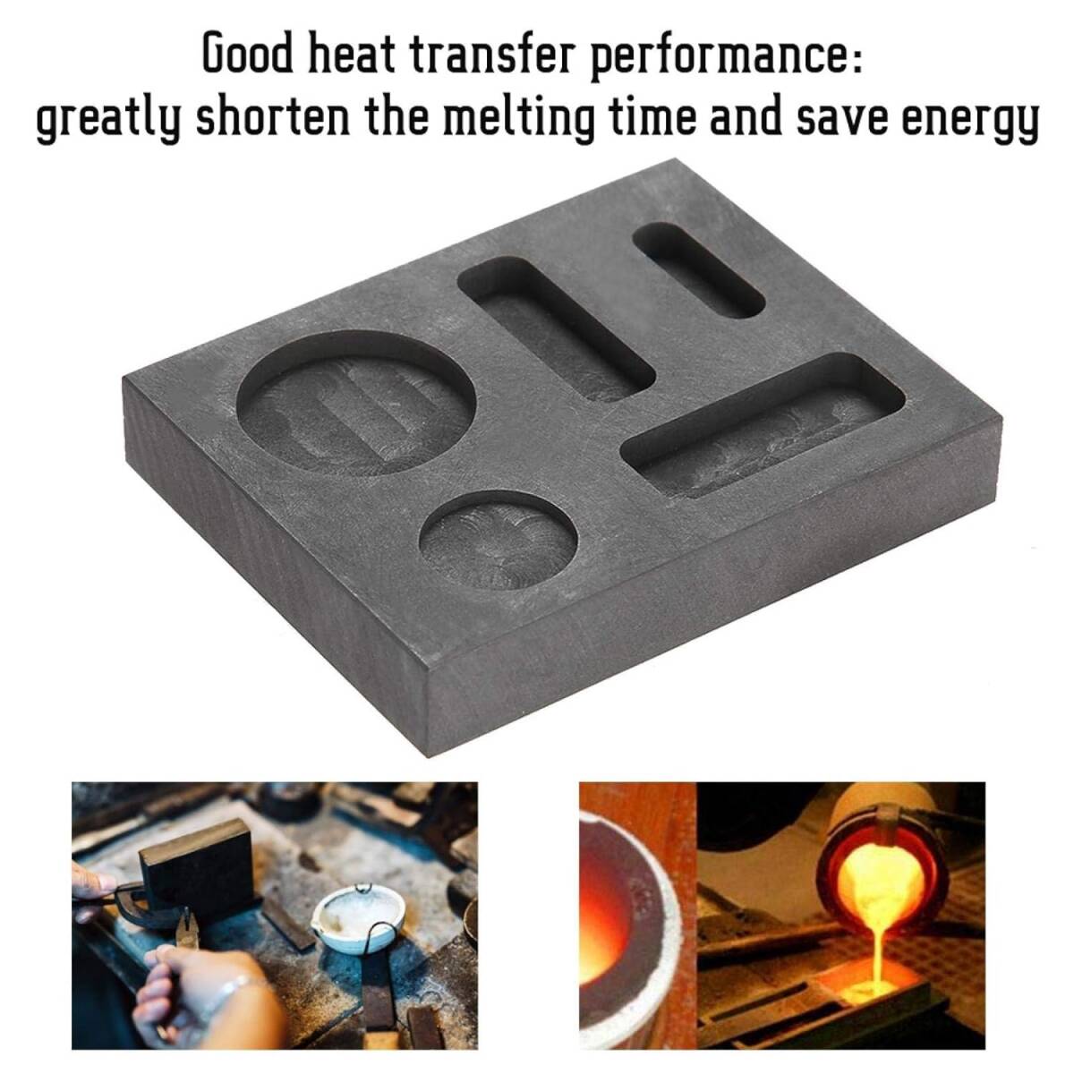 Kafuty-1 黒耐熱黒鉛るつぼ、るつぼ型、金属金用安定性5溝_画像9