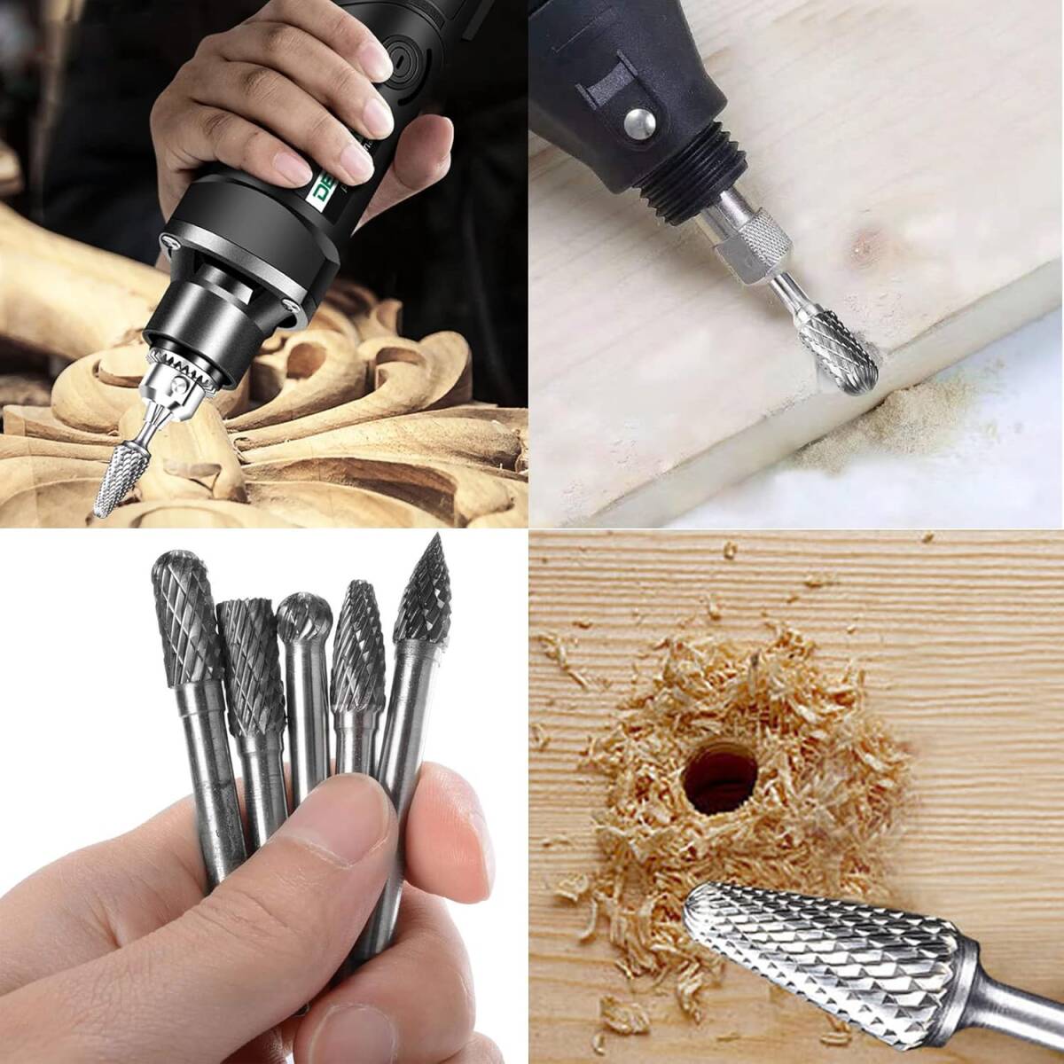 Bestgle超硬バー 5本セットタングステンバー 6mm軸 刃幅8ｍｍリューター ビット ドリル カッターダブルカットタングステ_画像7