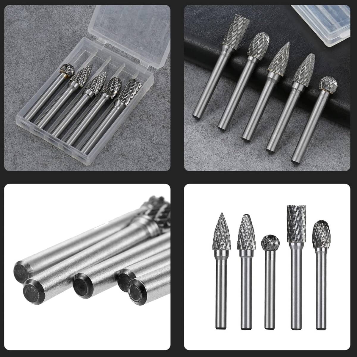 Bestgle超硬バー 5本セットタングステンバー 6mm軸 刃幅8ｍｍリューター ビット ドリル カッターダブルカットタングステ_画像9