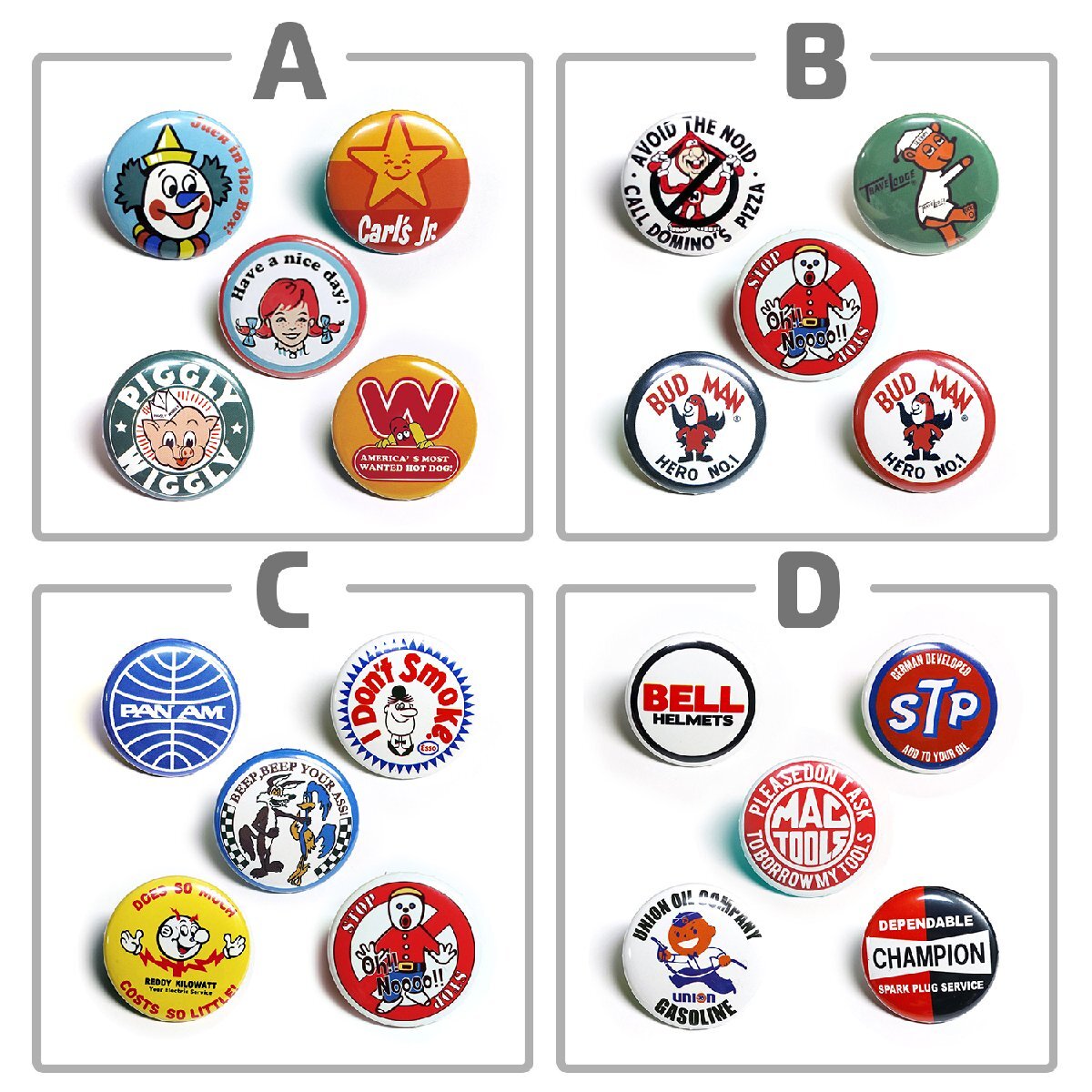 【追跡メール便 送料無料】アメリカな缶バッチ5個SET [D] / 缶バッジ 直径3cm アメリカン雑貨 BELL STP_画像3