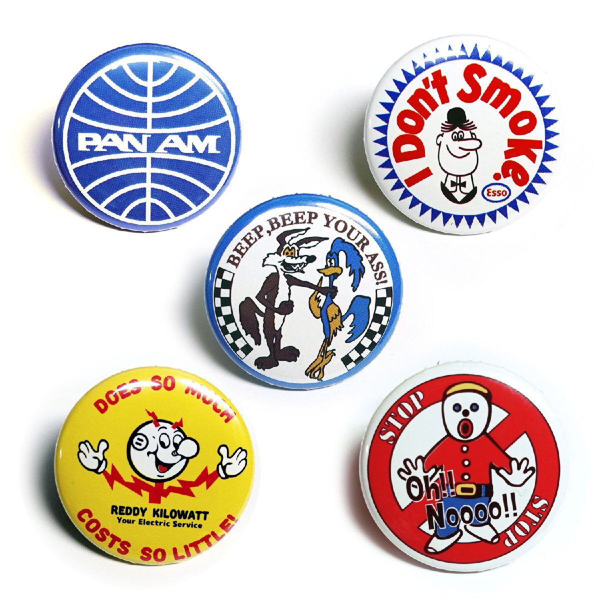 【追跡メール便 送料無料】アメリカな缶バッチ5個SET [C] / 缶バッジ 直径3cm アメリカン雑貨 PANAM_画像1