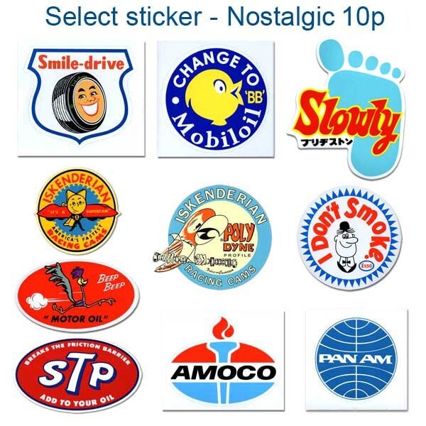 【出店10周年記念 追跡メール便 送料無料】ノスタルジック ステッカー 10枚セット A 旧車 ヴィンテージ アメリカ雑貨 アメリカン雑貨_画像1