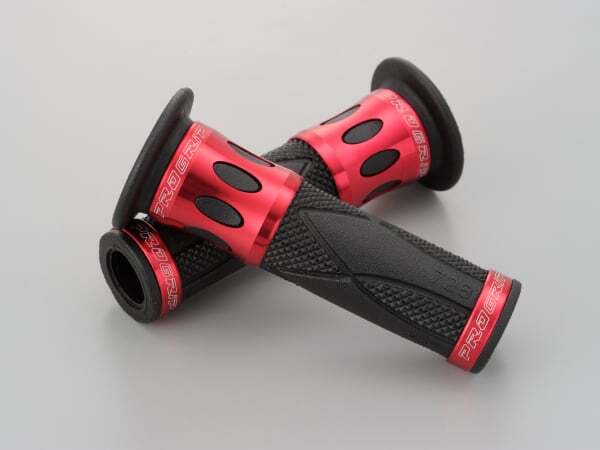 スピード出荷 DAYTONA デイトナ PROGRIP スタンダード #728 アルミリング φ22.2/全長122mm ブラック/レッド 98087 エンド貫通 管理L_画像2