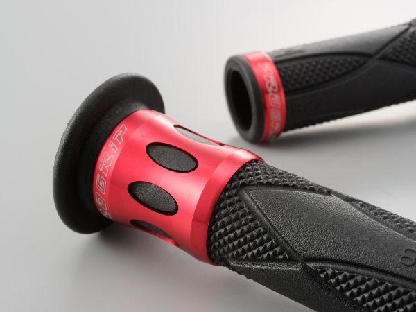 スピード出荷 DAYTONA デイトナ PROGRIP スタンダード #728 アルミリング φ22.2/全長122mm ブラック/レッド 98087 エンド貫通 管理L_画像3