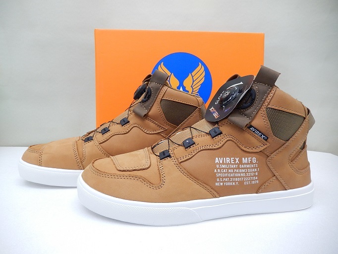 送料無料 AVIREX アヴィレックス AV2278 DICTATOR スニーカー ライディングシューズ ゴールドヌバック 27cm アビレックス 管理T_画像3