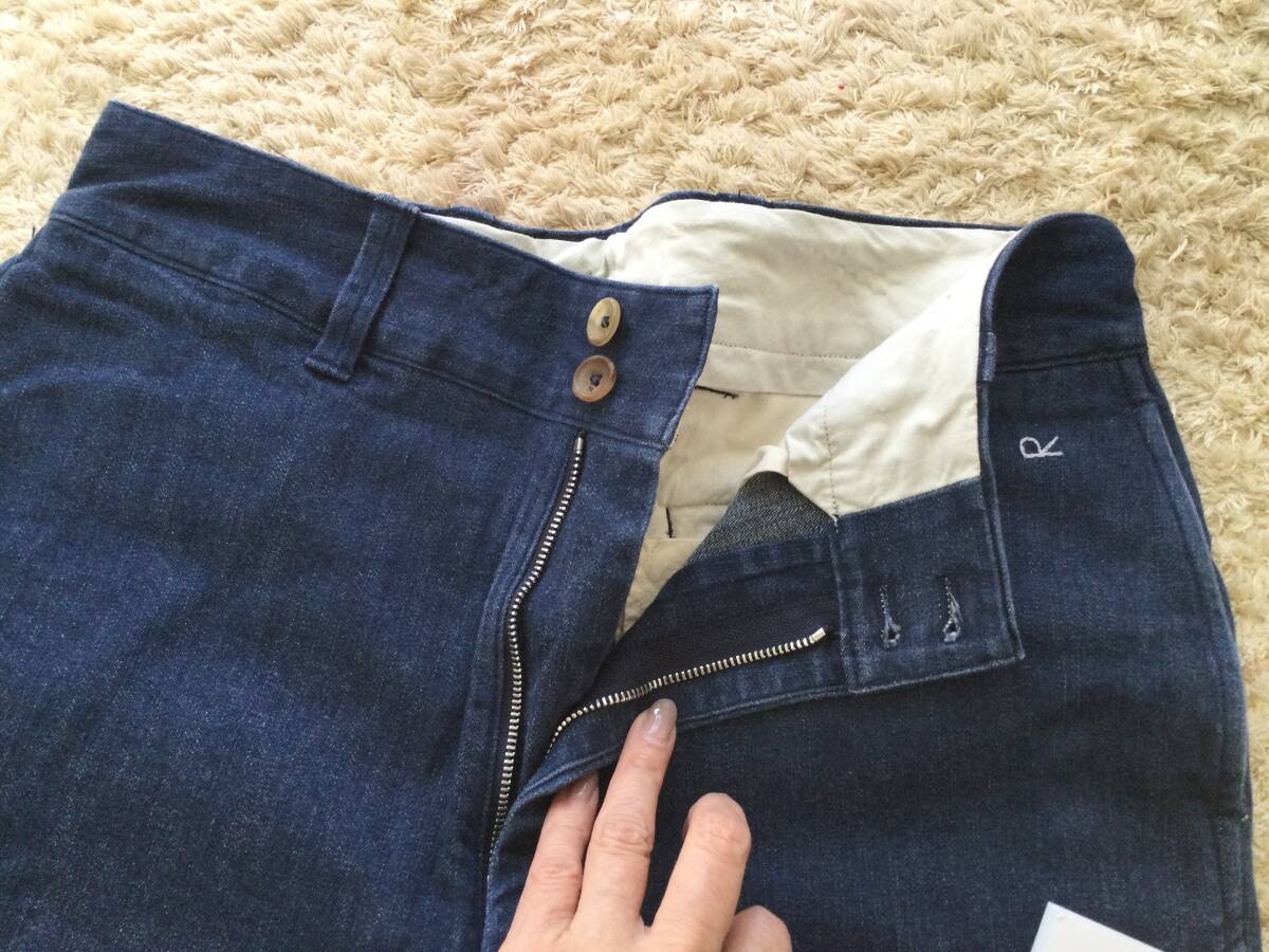 45R 麦比古ストレッチ馬比女 サイズ2 ネイビー 45rpm デニム_画像4