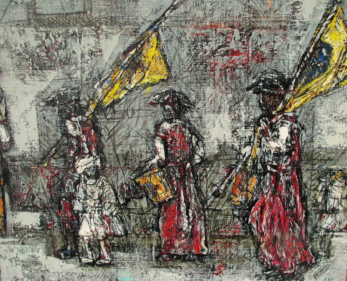 兵庫の知られざる奇才,木村二朗「バラ祭の日」（チェコ）」8号油彩,おとぎの国,チェスキー・クルムロフでは最高傑作_画像3