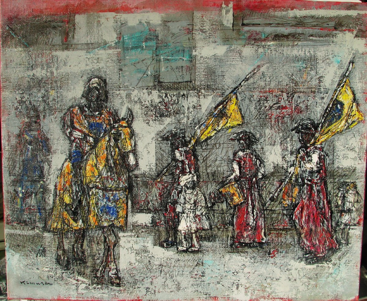 兵庫の知られざる奇才,木村二朗「バラ祭の日」（チェコ）」8号油彩,おとぎの国,チェスキー・クルムロフでは最高傑作_画像1