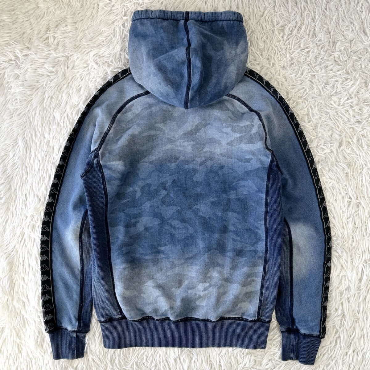 【XL/Lサイズ 1PIU1UGUALE3 RELAX × KAPPA】スウェット セットアップ ジョグデニム パーカー パンツ インディゴ カモ 迷彩 _画像3