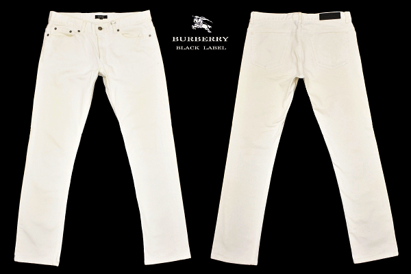 K-5118★送料無料★BURBERRY BLACK LABEL バーバリー ブラックレーベル★正規品 白ホワイトデニム ストレッチ スリム パンツ ジーンズ 79cm_画像1