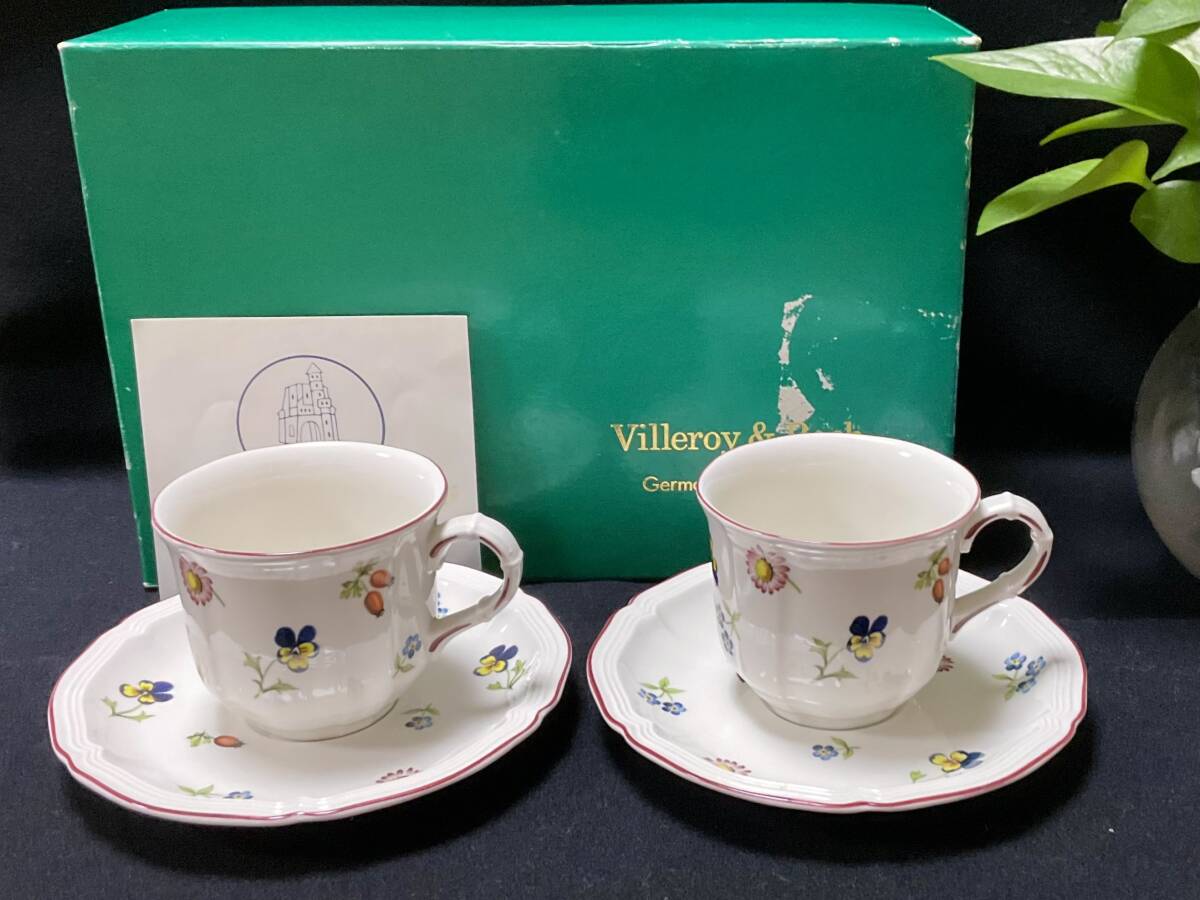 未使用　Villeroy&Boch ビレロイボッホ プチフルール カップ＆ソーサー 2客　匿名配達_画像1