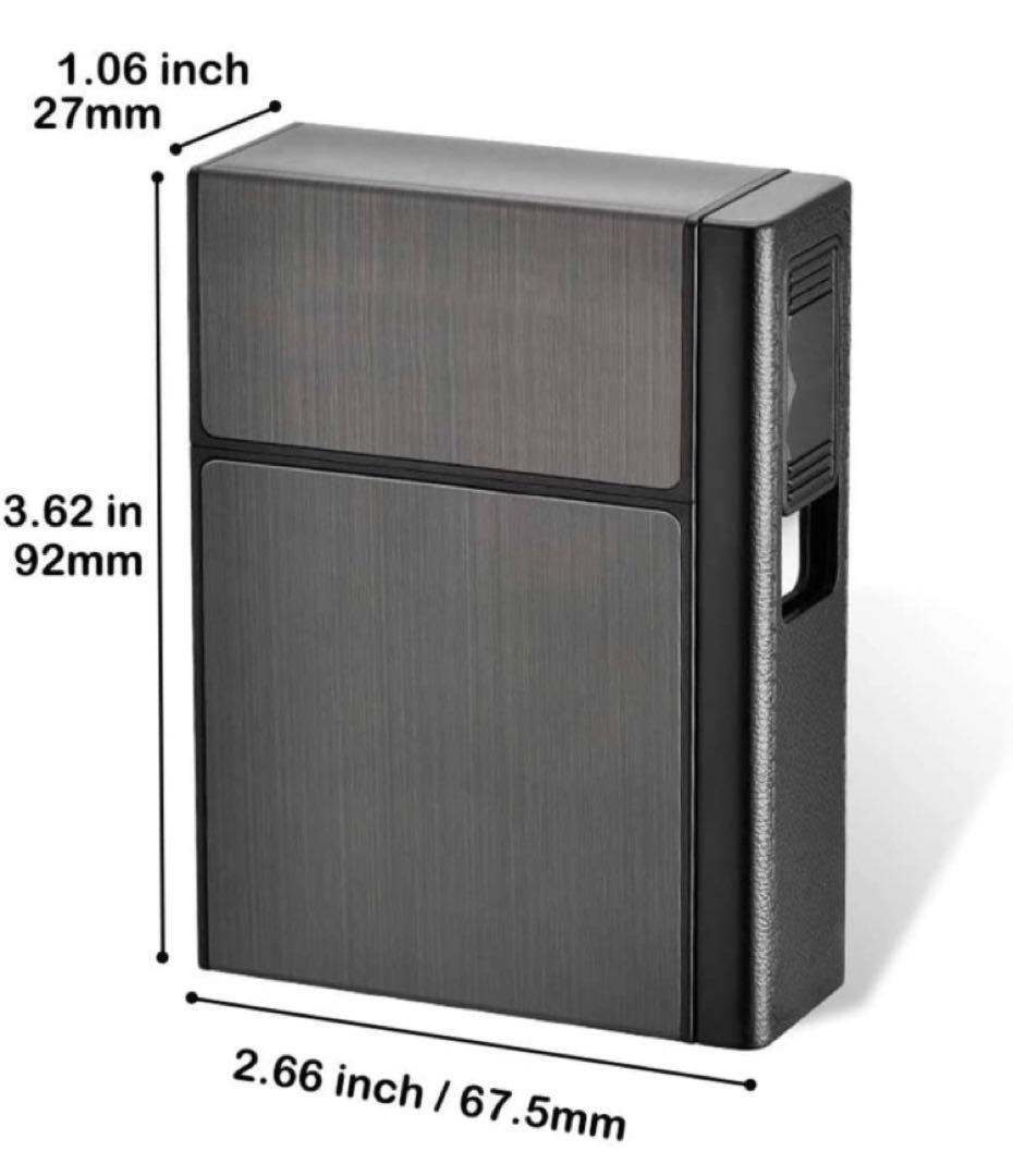 シガレットケースUSB給電電子ライター付きポータブルアルミシガレットケース_画像2