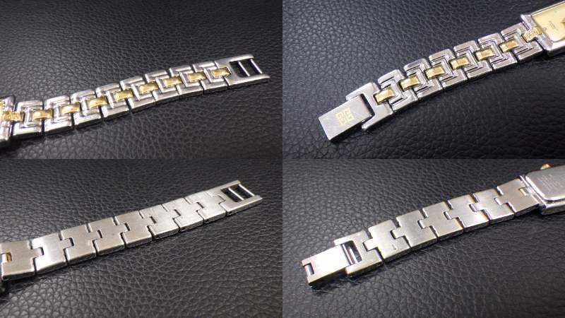 #19012C GIVENCHY ジバンシー 腕時計 レディース ゴールド系 シルバー系 ゴールド文字盤 クオーツ スイス ジャンク スクエア_画像9
