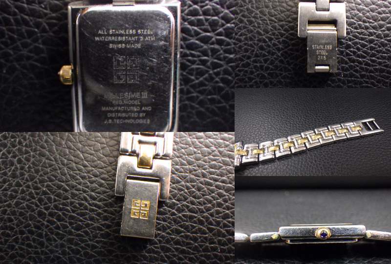 #19012C GIVENCHY ジバンシー 腕時計 レディース ゴールド系 シルバー系 ゴールド文字盤 クオーツ スイス ジャンク スクエア_画像8