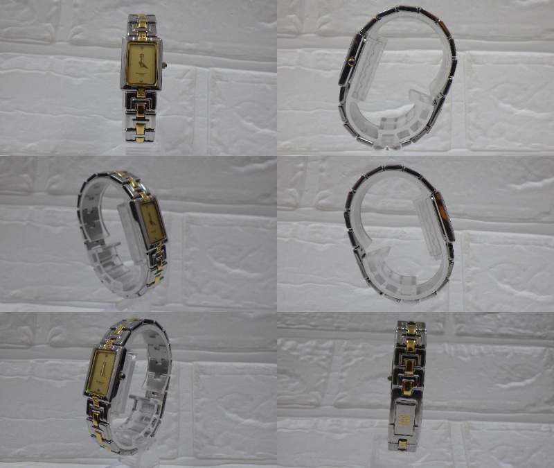 #19012C GIVENCHY ジバンシー 腕時計 レディース ゴールド系 シルバー系 ゴールド文字盤 クオーツ スイス ジャンク スクエア_画像6