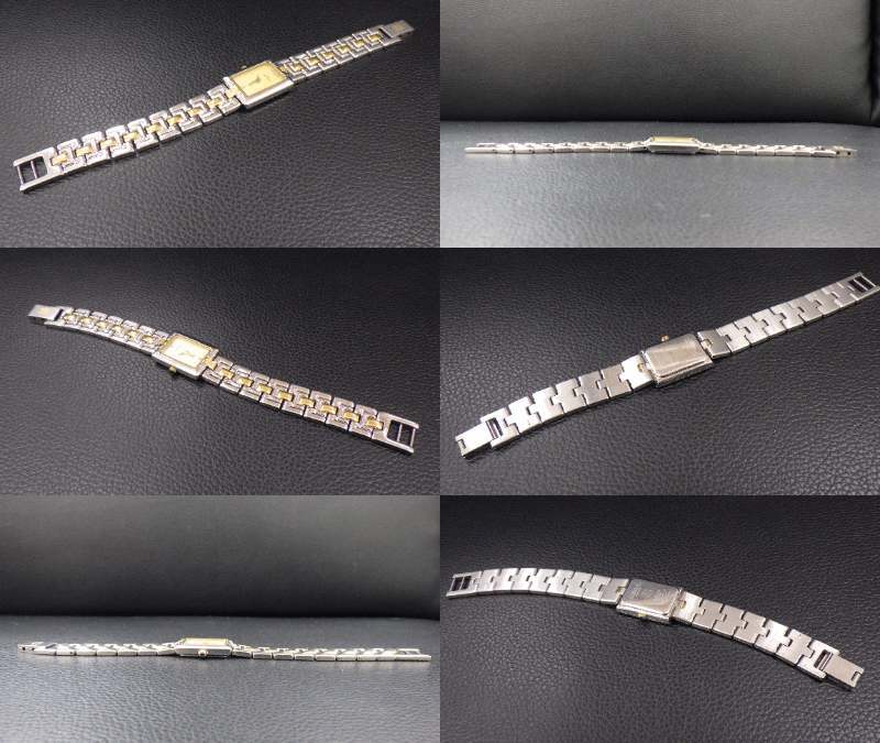 #19012C GIVENCHY ジバンシー 腕時計 レディース ゴールド系 シルバー系 ゴールド文字盤 クオーツ スイス ジャンク スクエア_画像7