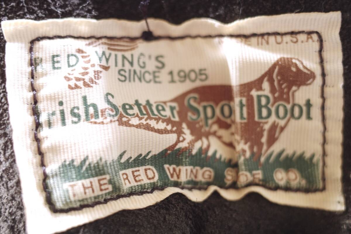 極上革質 REDWING 初期1999年製オリジナル/四角犬タグ 8165 7.5D 使用回数の少ない貴重な美品/ガリ傷なし アイリッシュセッター 8179/9870_画像3