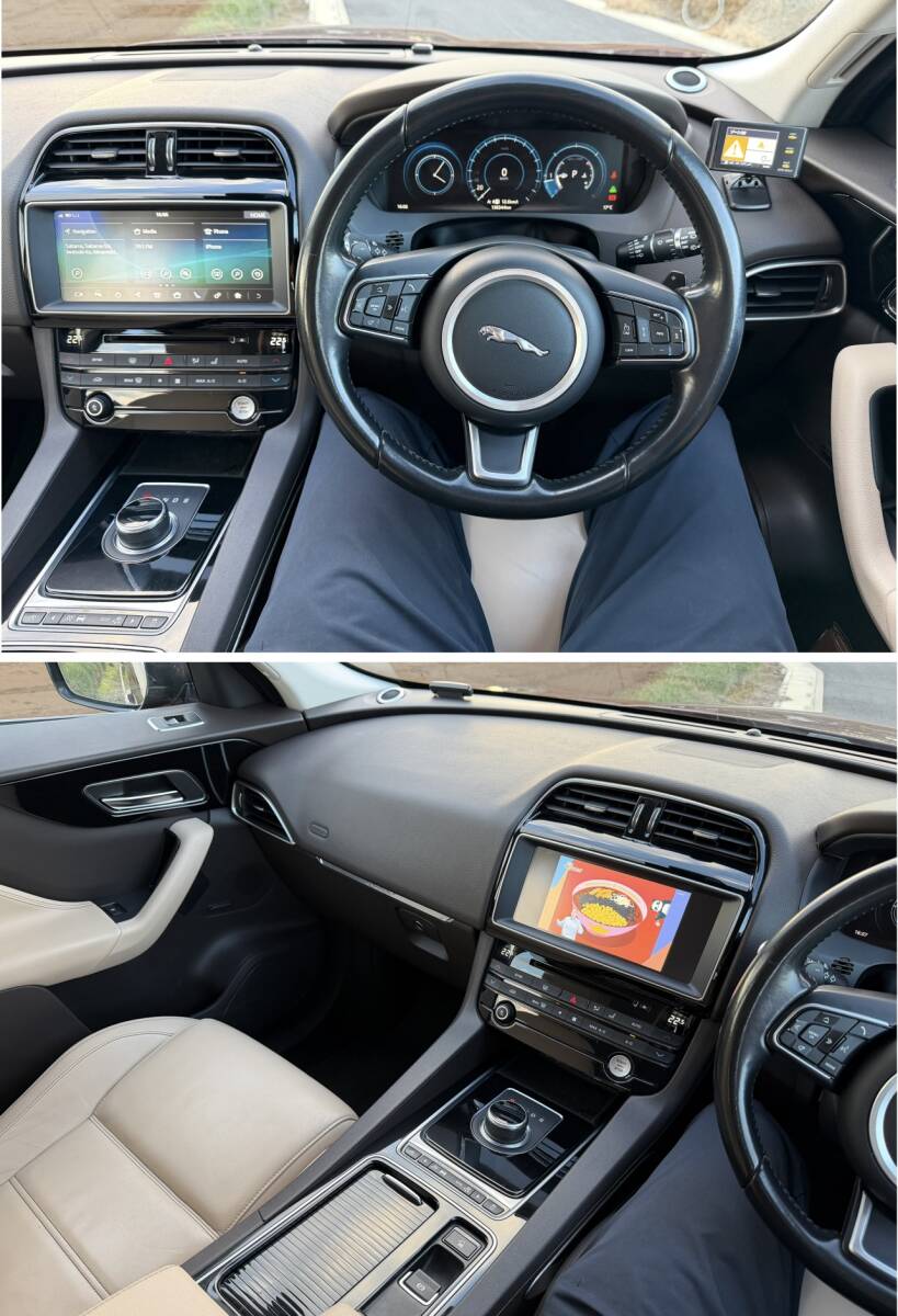 H29年 ジャガー Fペイス プレステージ ディーゼルターボ/ワイン色/ベージュ革 × 茶色内装 /純正ナビ360°全方位カメラ 車検R8年2月評価4点_画像6