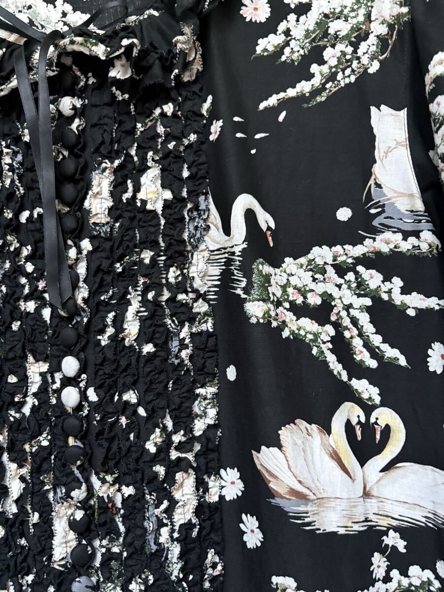 ピンクハウス SWAN LAKE 64,900円 ミディ丈 ワンピース 白鳥 美品 PINK HOUSE ロング ワンピース スワンレイク スワン 黒 ブラック_画像6