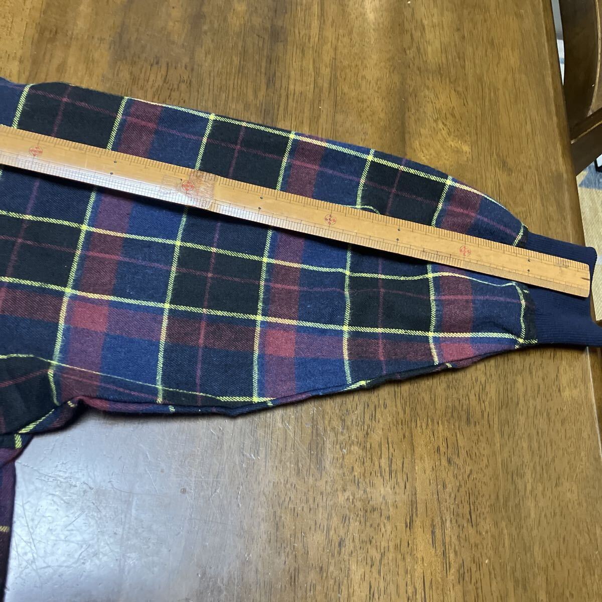 新品　割烹着　チェック柄　袖口リブ　(R)M〜L サイズ　現品限り_画像7