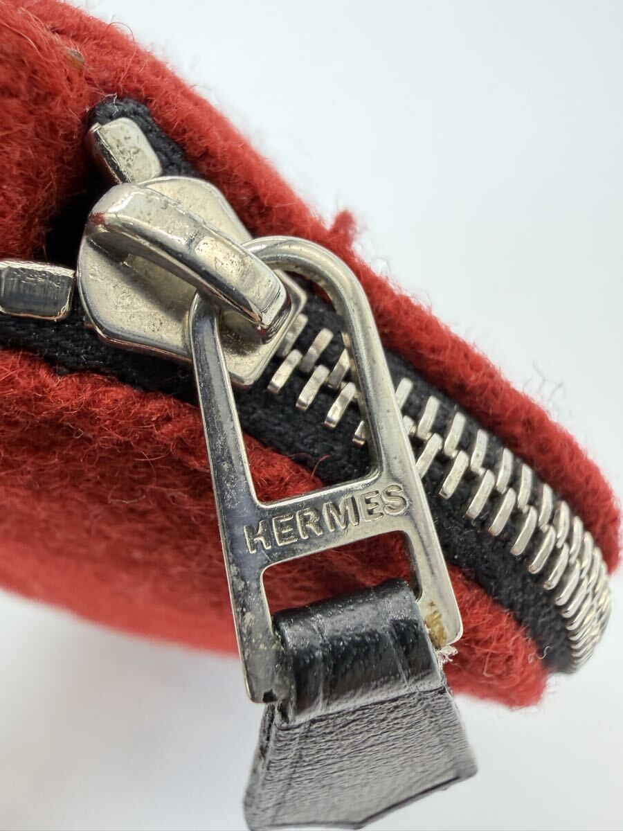 【正規品 HERMES エルメス】ボリードポーチ フェルト レッド系 小物入れ 希少カラー _画像5