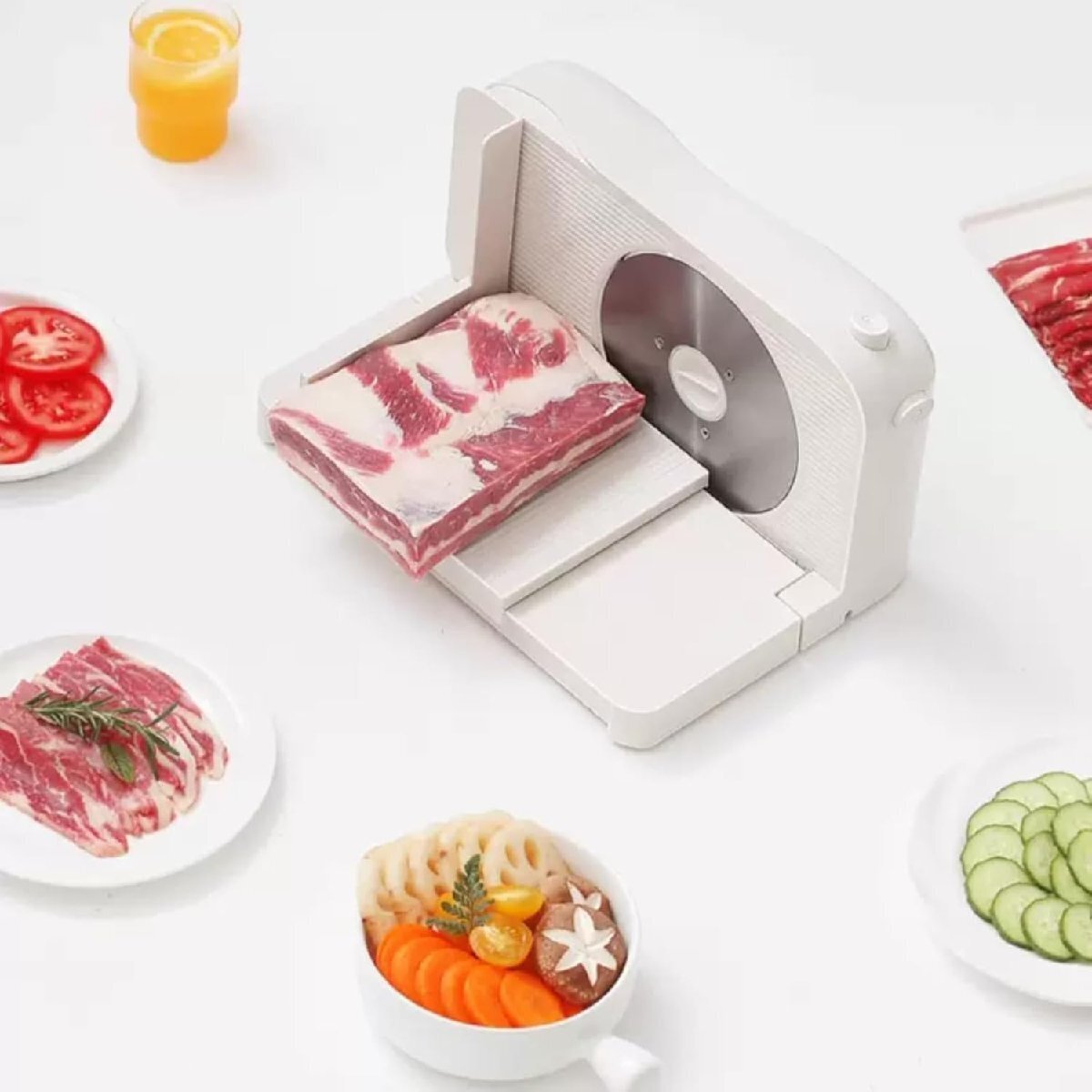 業務用ミートスライサー電動フードスライサー ミートスライサー しゃぶしゃぶ肉/パン/ハム/チーズ スライス厚さ 均一スライス お手入れ簡単_画像2