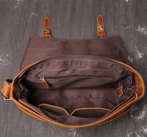 美品☆職人手作りヌメ革 メンズ ショルダーバッグ メッセンジャーバック 斜めがけ 肩掛け レザー ビジネスバッグ 大容量 通勤_画像4