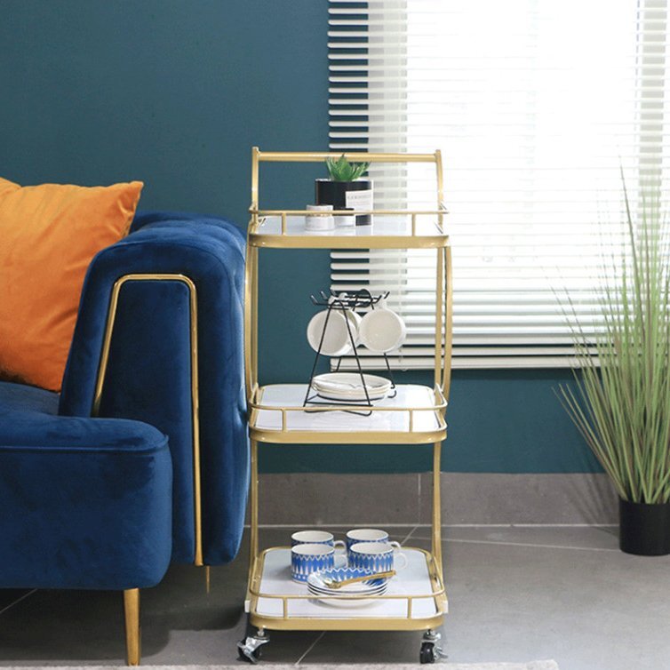  люкс Wagon стол 3 слой Cart золотой Gold с роликами . сервис Wagon кухонные тележки ощущение роскоши sa- ведро g для модный 