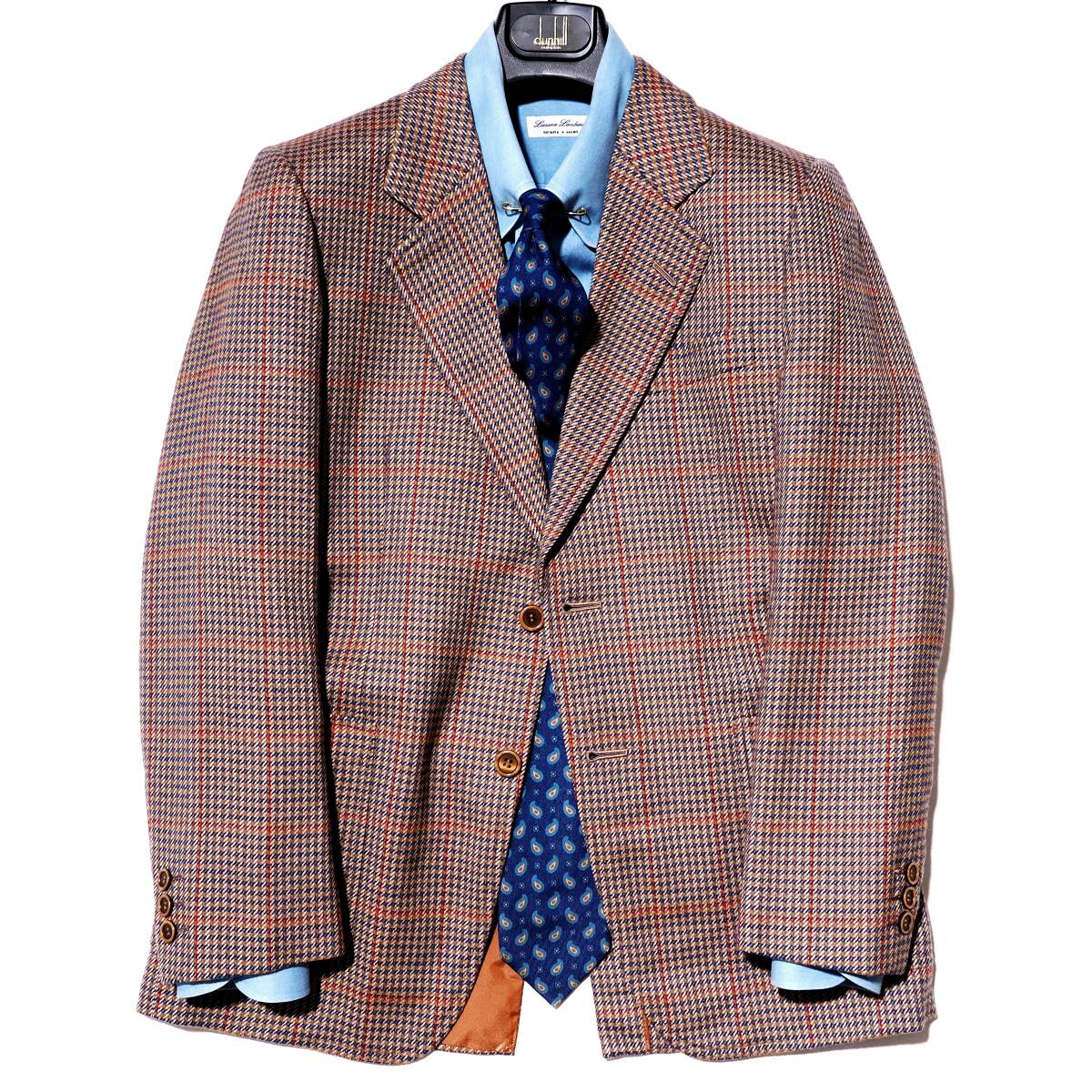 Special Vintage Hand Made◎仏「DORMEUIL/ドーメル」ハンドテーラード 英国調 ガンクラブチェック柄 ツイードジャケット S程_画像1