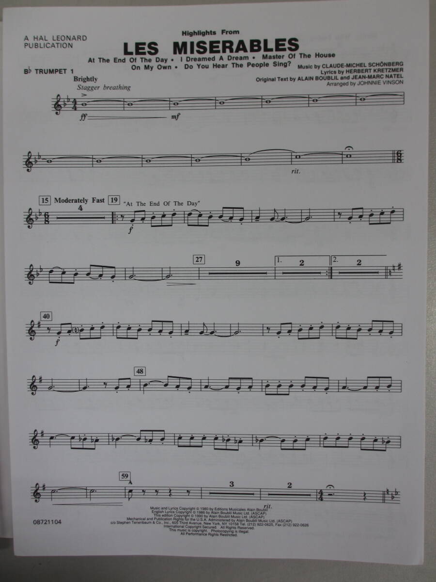 吹奏楽 楽譜 「レ・ミゼラブル」よりハイライツ アンドリュー・ロイド・ウェバー arr. ジョニー・ビンソン_画像4