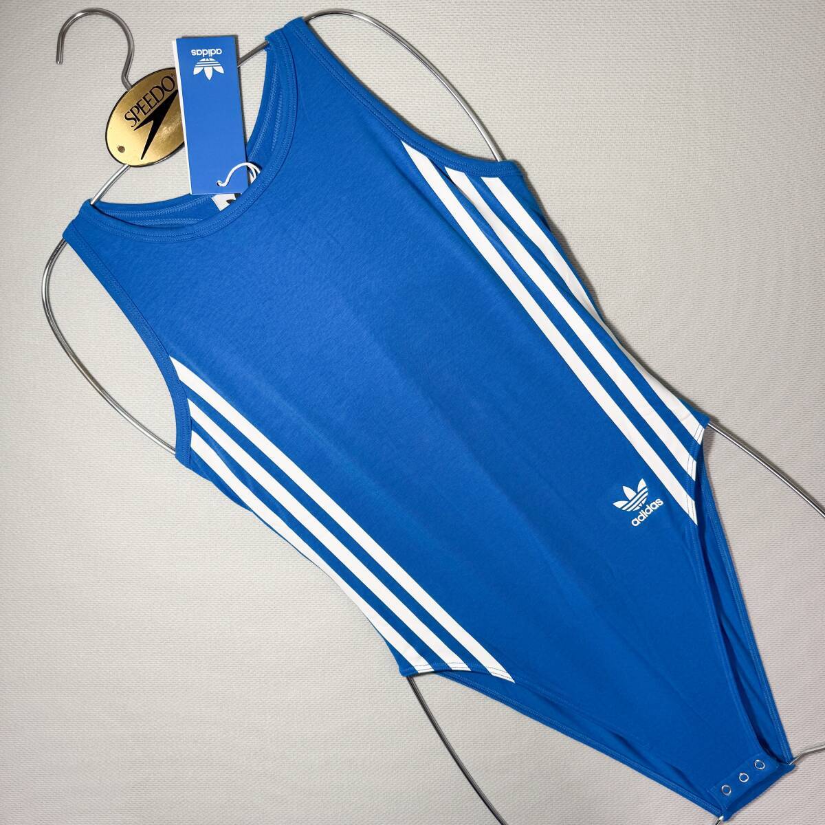【即決】adidas アディダス ボディスーツ レオタード ブルマ スポーティ コットン Blue 海外XS_画像1