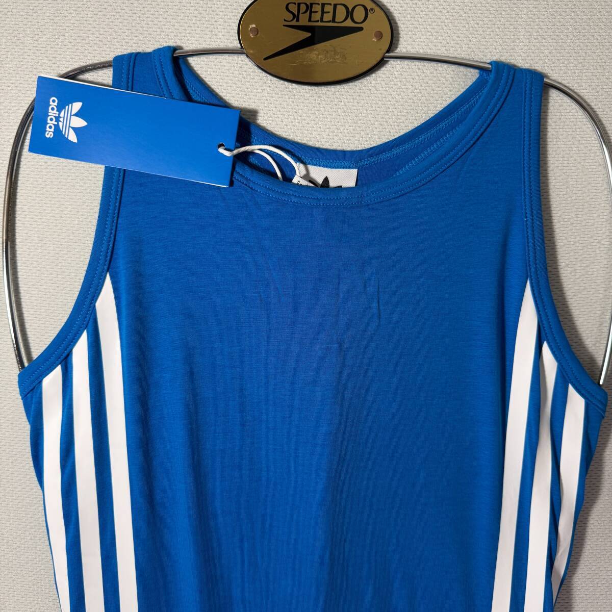 【即決】adidas アディダス ボディスーツ レオタード ブルマ スポーティ コットン Blue 海外XL_画像4