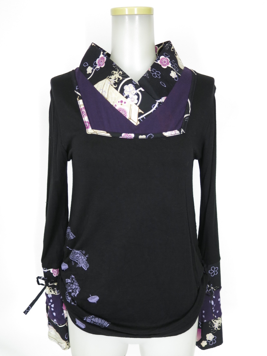 gouk 着物衿長袖カットソー / ゴウク 和風 [B71674]_画像1