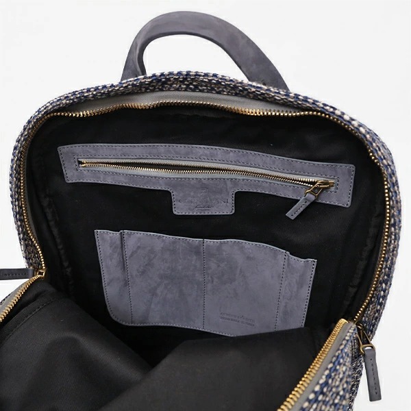 1円～売切り！【新品/DR1656A】◆コルネリアーニ CORNELIANI◆ツイード×スウェード バックパック A4対応 グレー系 001TD62 0001855 001◎_画像6