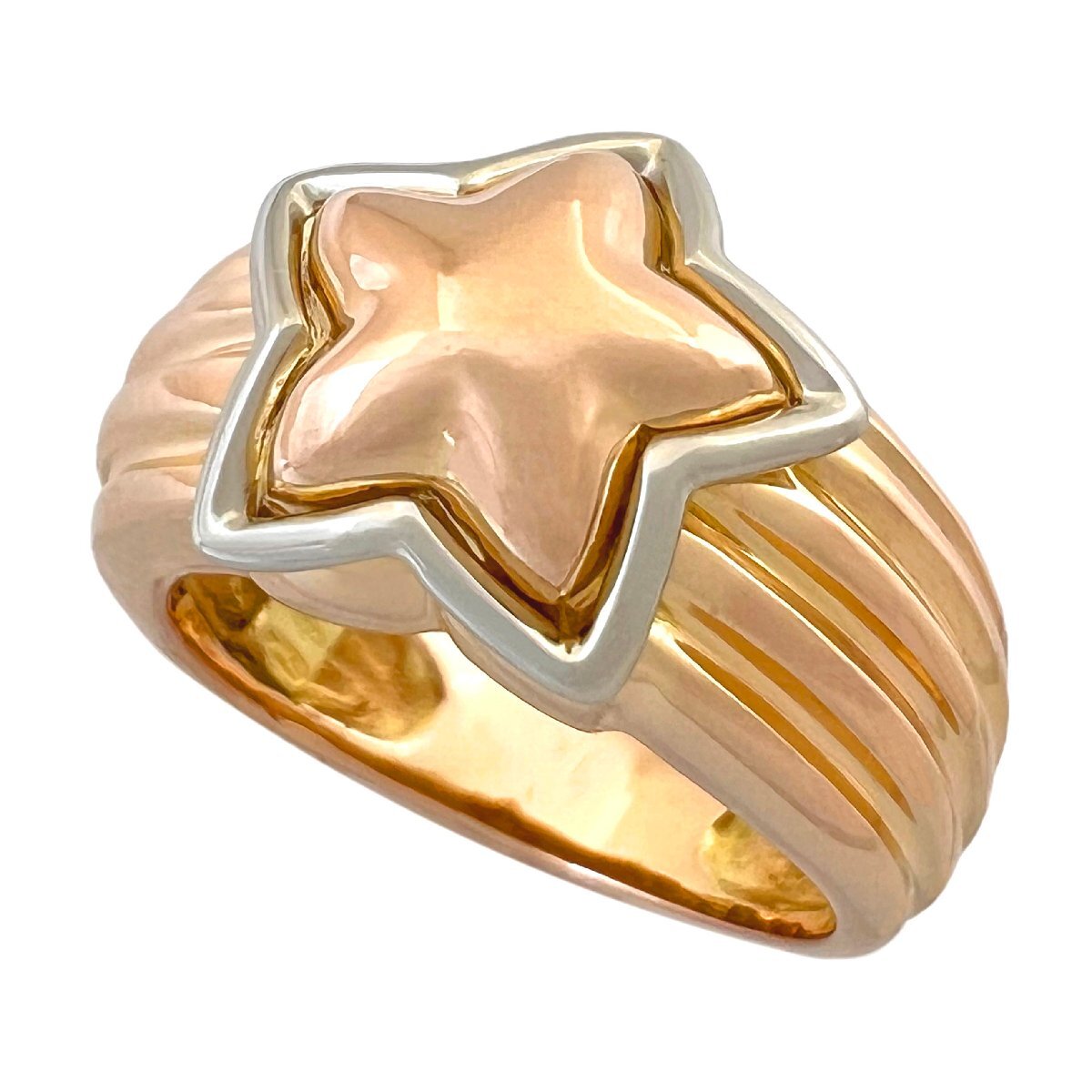 UNOAERRE ウノアエレ リング スター 星 K18 PG WG コンビ 8.5号 指輪_画像1