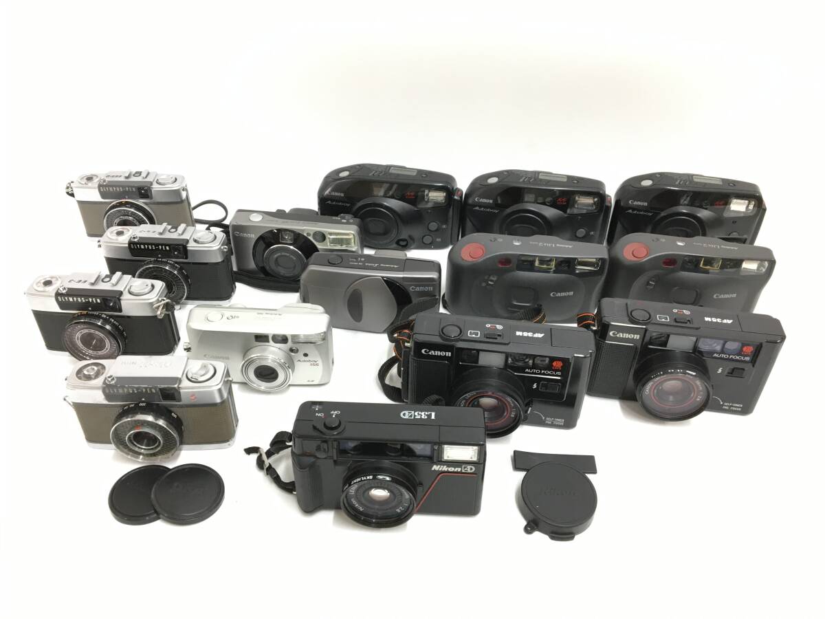 ☆ コンパクトフィルムカメラ まとめ ☆ Nikon L35AD + Canon AF35M ×2 + OLYMPUS PEN ×4 他 8台 ニコン キャノン オリンパス_画像1